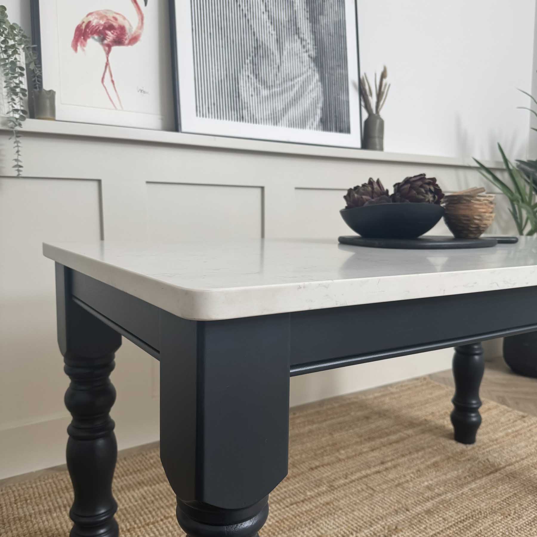 Marylebone Quartz Table - Carrara, custom paint