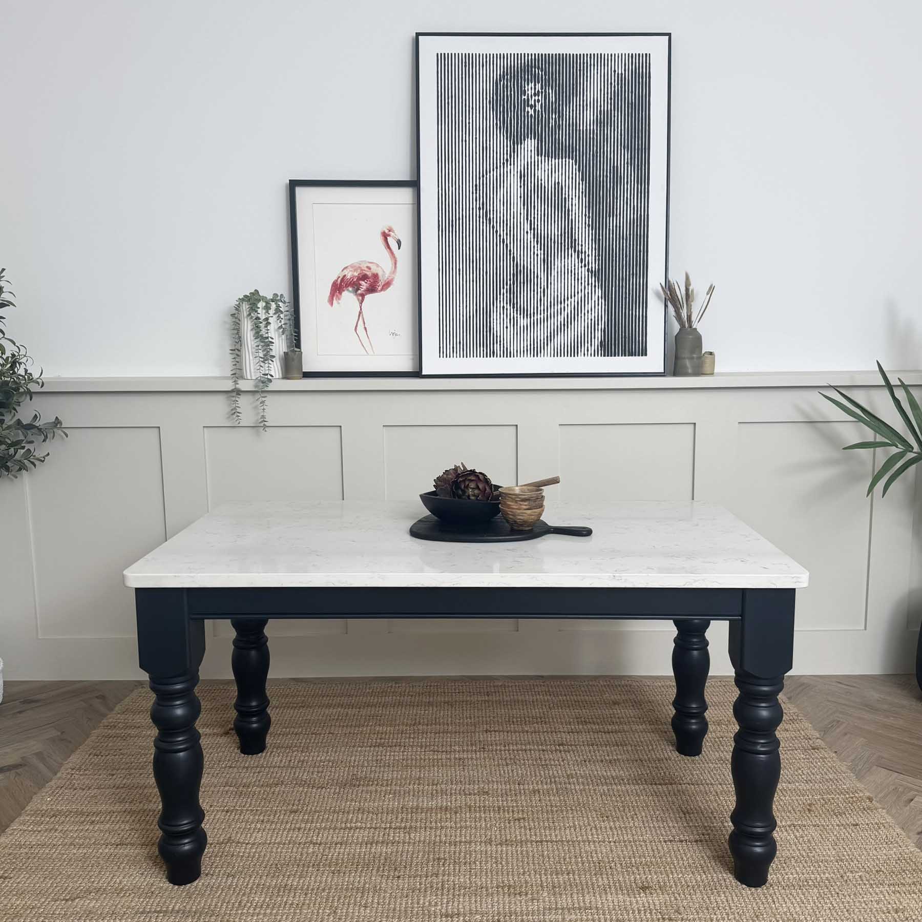 Marylebone Quartz Table - Carrara, custom paint