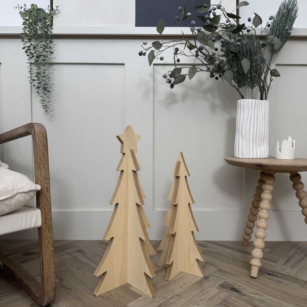 Ash Veneer Wooden Christmas Trees - Set of 2