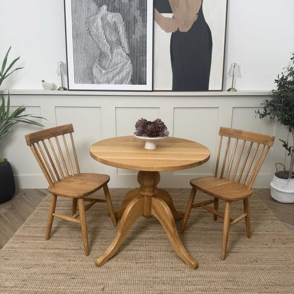 Solid Oak Round Farmhouse Table - Pure