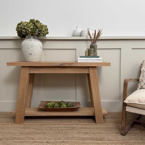 Solid Oak A-Frame Console Table - Smoke 5%