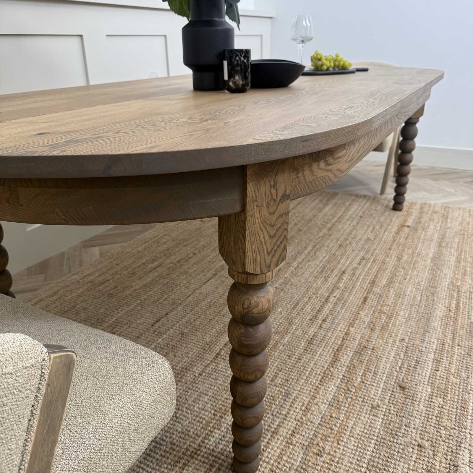 Solid Oak Oval Bobbin Leg Dining Table