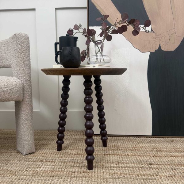 Oak Top Bobbin Tripod Side Table