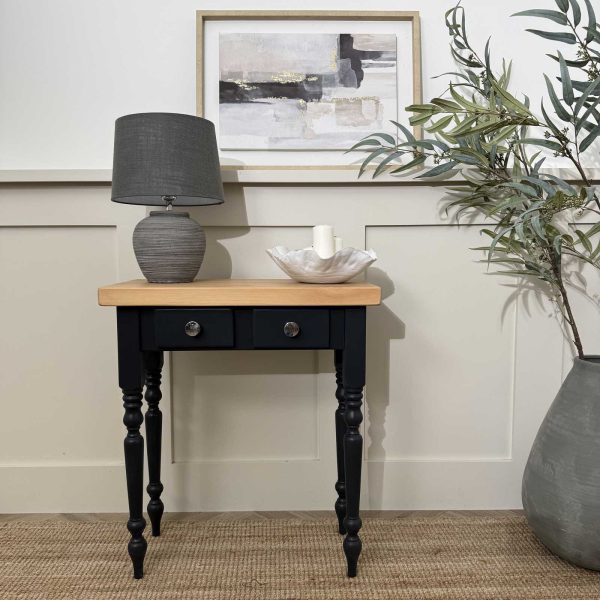 Windsor Console Table painted in Railings with Weathered Oak Top